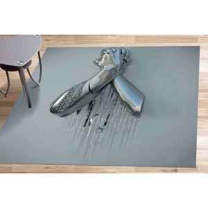 Tapis tendance à effet 3D, tapis imprimé moderne, tapis doux gris, tapis fait main, tapis en chenille - Product Image 1