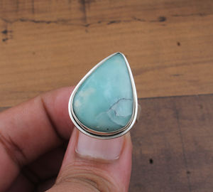 แหวนพลอยลาริมาร์ธรรมชาติทำด้วยมือแบบโบฮีเมียนแบบคลาสสิก925เรือนสีเงินสเตอร์ลิงแหวนหมั้นสำหรับงานแต่งงานแบบทั้งชายและหญิง - Product Image 1