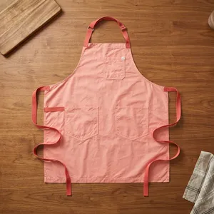 Tablier sans manches en toile de corail à trois poches, résistant à l'eau, écologique, lavable en machine pour les fournitures de nettoyage quotidiennes - Product Image 1
