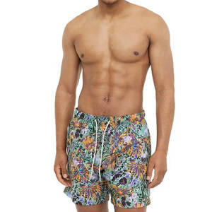 Shorts de Baño para Hombre, Estilo Moderno, Cintura Media, 100% Algodón, Ropa Deportiva Informal, Color Sólido, Secado Rápido, Transpirable, Cierre con Cordón - Product Image 3