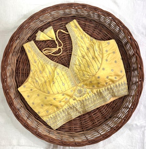 Blusa moderna con cuello en V y patrón bordado, lámina de hilo con lentejuelas, trabajo bordado, diseño tejido a la moda para bodas - Product Image 1