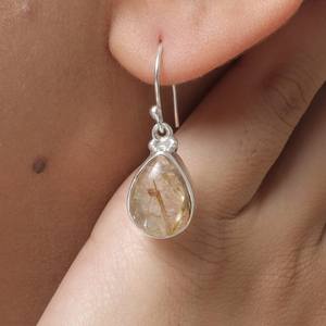 ต่างหูห้อยอัญมณีสีเงินสเตอร์ลิงสีทองอัญมณี925ออกแบบเครื่องประดับแฟชั่นสำหรับผู้หญิงและเด็กผู้หญิง - Product Image 1