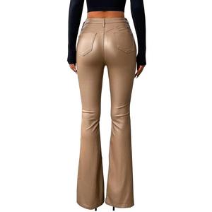 Conjuntos de cuero para mujer de tendencia, TOP HALTER y pantalones acampanados, diseño elegante, ropa de moda moderna de calidad premium - Product Image 3