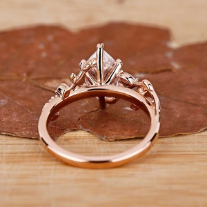 0.5CT-3CT VVS CZ Diamant Argent Sterling Or Rose Femmes Vintage Fiançailles Mariage Anniversaire Bague Néerlandais Marquise Coupe Feuilles - Product Image 3