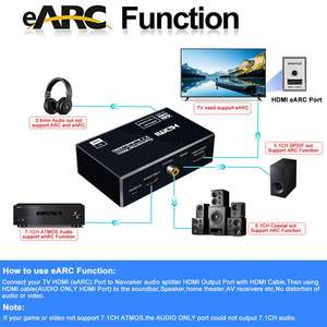 4K 60HZ HDMI 2.0 EARC 7.1CH ARC <span class=keywords><strong>Audio</strong></span> <span class=keywords><strong>Video</strong></span> Extractor HDCP 2.2 HDMI Optique Toslink SPDIF + Adaptateur convertisseur de sortie <span class=keywords><strong>audio</strong></span> 3.5mm - Product Image 6