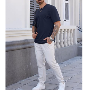 T-shirt tendance à épaules tombantes pour hommes, couleur unie, tissu épais-180 grammes, options de taille disponibles, fabricant de t-shirts BD - Product Image 4