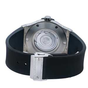 Mode antique coupe ronde Moissanite diamant clouté glacé or rose acier inoxydable cadran automatique noir bracelet en caoutchouc montre - Product Image 3