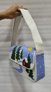scenic beaded shoulder <b>bag</b> Indian fully handcrafted for women handmade luxury evening party fashion handbag artwork design - Product Image 4