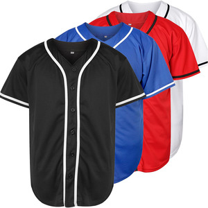 Jersey de béisbol personalizado, camisa de malla de alto rendimiento, uniforme de softball de secado rápido con botones, aparejos de sarga bordados, nombre USA Fit - Product Image 1