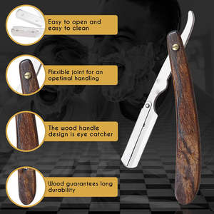 Maquinillas de Afeitar con Mango de Madera, Maquinillas de Afeitar de Una Sola Hoja con Logotipo Personalizado para Hombre - Product Image 5