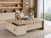 Nouvelle conception de table de bureau de direction moderne, bureau de patron avec armoire latérale, poste de travail en bois pour manager, fournisseur OEM ODM