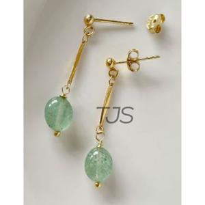 ต่างหูลูกปัดทองเหลืองชุบทอง18K สำหรับผู้หญิงเครื่องประดับแฟชั่นอินเทรนด์ทำด้วยมือสัญลักษณ์คริสเตียน - Product Image 1