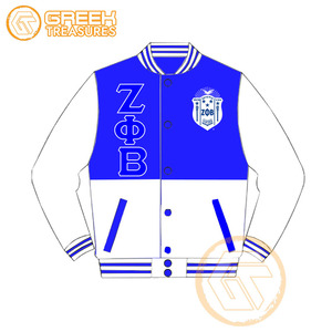 เสื้อแจ็กเก็ตทีมโรงเรียน Zeta phi Beta เสื้อแจ็กเก็ตสโมสรผ้าซาตินปักตราและมีตัวอักษรละเอียดกว่ากำหนดเอง - Product Image 1