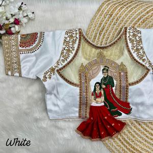 Chemisier de Mariage Indien Prêt-à-Porter Brodé pour Femme, pour Sari en Soie Fantaisie, Salwar Kameez ou Tenue Décontractée - Product Image 4