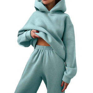 100% algodón poliéster bordado estampado cuello gota hombro Sudadera con capucha conjunto manga acampanada 100% algodón sudaderas con capucha - Product Image 1