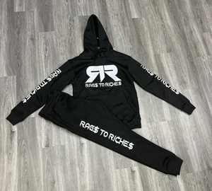 Ensemble survêtement unisexe tendance : sweats à capuche personnalisés et pantalons de survêtement évasés pour hommes, en molleton épais, style empilé, coupe oversize - Product Image 5