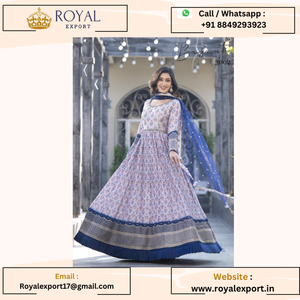 Nuevo diseñador Georgette bordado trabajo con trabajo hecho a mano estampado largo Anarkali vestido colección por Royal export - Product Image 5