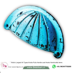 Perillas de gabinete de puerta de hierro fundido turquesa océano rústico del proveedor global manija de taza desgastada-cajón cocina dormitorio Baño - Product Image 1