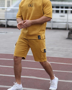 Vêtements de sport pour hommes chemise unie décontractée pour hommes courte 2 pièces costume short vente en gros ensemble de t-shirts avec logo brodé pour hommes - Product Image 4