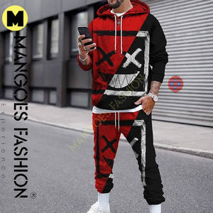 Conjunto de Sudadera con Capucha y Pantalones Deportivos Personalizados para Hombre, Diseño con Parches Desgastados y Pedrería, Traje Deportivo de Poliéster/Algodón - Product Image 2