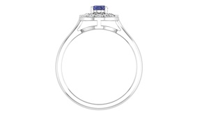 Anello con Tanzanite Naturale Ovale 5x4 e Halo di Topazio Bianco, Gioiello di Alta Qualità - Product Image 5