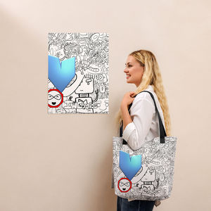 Bolso tote IW Comics Robot's Heart con cierre abierto y forro de poliéster - Product Image 1