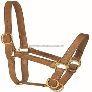 Vente en gros de produits équestres Cheval en cuir véritable Cheval licou Logo personnalisé accepté Cheval rembourré Tan Halter - Product Image 1