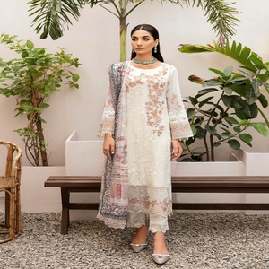 Colección de Vestidos de Fiesta Pakistaníes de Chifón para Mujer, Conjunto de 3 Piezas, Ramsha Sari, Vestidos Largos Bordados para Niñas, Diseño Étnico Moderno - Product Image 2