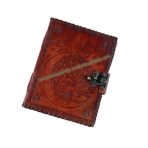 Top on Demand Tree Pentacle & Moon Design <b>Leather</b> Bound <b>Notebook</b> <b>Refillable</b> Diary <b>Leather</b> Journal Sketchbook for Artist Sketch - Product Image 3