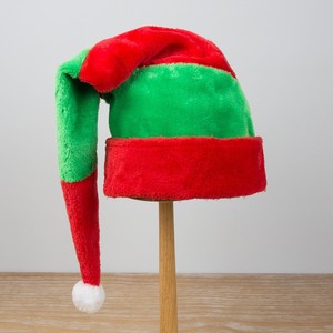 Sombrero de Papá Noel de felpa a rayas rojas y verdes alargadas de Navidad para gorras de vacaciones al por mayor para adultos sombrero de Papá Noel de Navidad - Product Image 2