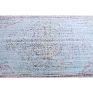 Alfombra Turca, Alfombra Vintage Grande de 5x8.6 pies, Alfombra de Lana con Rayas Azules - Product Image 4