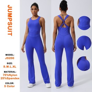 Nuevo Mono Deportivo de Yoga para Mujer, Cintura Alta, Sin Mangas, Cuello Cuadrado Sexy, Elástico, con Piernas Acampanadas - Product Image 3