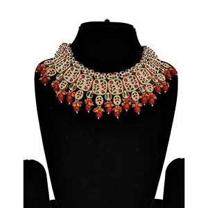 Conjunto de Joyería Nupcial de Cobre Fino con Perlas Rojas y Baño de Oro Vintage, Rediseñado con Baño de Rodio, Ideal para Regalo de Boda - Product Image 4