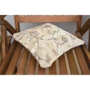 Design rustique 12x12 pouces Beige laine Kantha Patchwork oreiller tissé Vintage brodé imprimé fleuri pour sol de voiture noël - Product Image 4