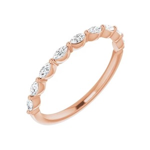 Élégante alliance de mariage en diamants de laboratoire taille marquise, faits à la main, F-VS2, cadeau pour occasion spéciale, monture à griffes en or massif 14K - Product Image 1