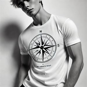 T-shirt à manches courtes oversize en coton pour homme 240gms 100% Organic Top Blank Ringers Solid O-Neck 180gms Polyester/Cotton Fabric - Product Image 3