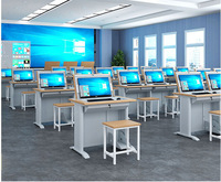 Meubles de laboratoire informatique scolaire, bureaux informatiques pour étudiants avec prises électriques pour salle de classe