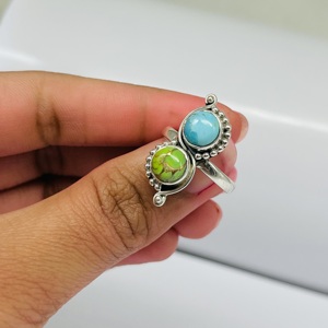 Handmade 925 Sterling Silver <b>Ring</b> Beautiful Natural <b>Turquoise</b> Green Bezel Setting Fashionable Handmade Silver <b>Ring</b> - Product Image 6