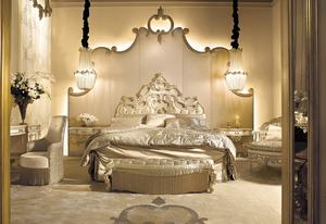 Lujo mediados de siglo moderno italiano caoba rey dormitorio Conjunto 2 mesitas de noche talladas a mano + 1 Banco hecho a mano madera maciza elegancia - Product Image 4