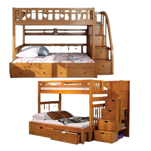 Litera de madera de estilo moderno simple para dormitorio infantil con escalera y cajones, muebles para niños, fábrica directa - Product Image 3