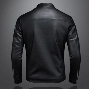 Autumn Leather <b>Jacket</b> <b>Men</b> Stand Collar Slim Pu Leather <b>Jacket</b> Fashion Motorcycle Causal Coat <b>Mens</b> Moto Biker Leather Coat - Product Image 4