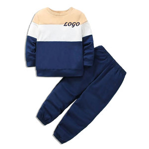 Màu xanh/Màu xám cotton hữu cơ Chạy Bộ thiết lập cho trẻ em trai cô gái 2-Piece Fleece Áo Sweatpants Spider cộng với kích thước rắn mùa xuân - Product Image 4