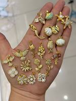 Ciondoli Personalizzabili in Ottone a Forma di Fiore, Stella Marina, Sirena, con Zirconi, Perle, Conchiglie, Resina e Turchese – Elegante Ciondolo da Donna