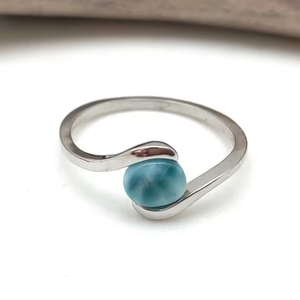 Handmade Natural Larimar Gemstone Ring 925 Sterling Silver Invisible Setting Third Party Certified Unique Trendy Party Wear <b>Gift</b> - Product Image 1