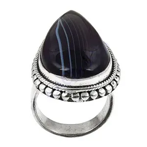 Bague élégante en argent 925 avec onyx en forme de larme, accessoire de bijouterie pour femmes - Product Image 2