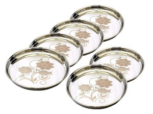 Lot de 6 plaques multifonctions en acier inoxydable de haute qualité, design imprimé écologique et poli miroir pour la maison et l'hôtel - Product Image 2