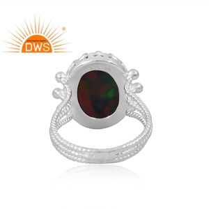 Dernière vente bague en argent sterling 925 avec opale d'aurore naturelle rouge vert fabricant de bijoux personnalisés - Product Image 2