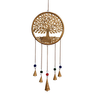 Carillons éoliens d'arbre de vie écologiques à la mode perles multicolores sur des cloches suspendues en métal doré pour la décoration intérieure extérieure - Product Image 2