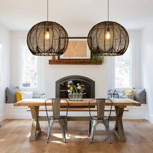 Modische 2024 Weidenlampe mit Bambus-Abdeckung Lampenschutz Hausdekor handgefertigt Großhandel modern hölzern hängend Kronleuchter Deckenpendelleuchte - Product Image 1