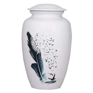 Urne de crémation en laiton blanc simple de conception attrayante classique avec des urnes funéraires de motif de tournesol pour les cendres humaines - Product Image 3